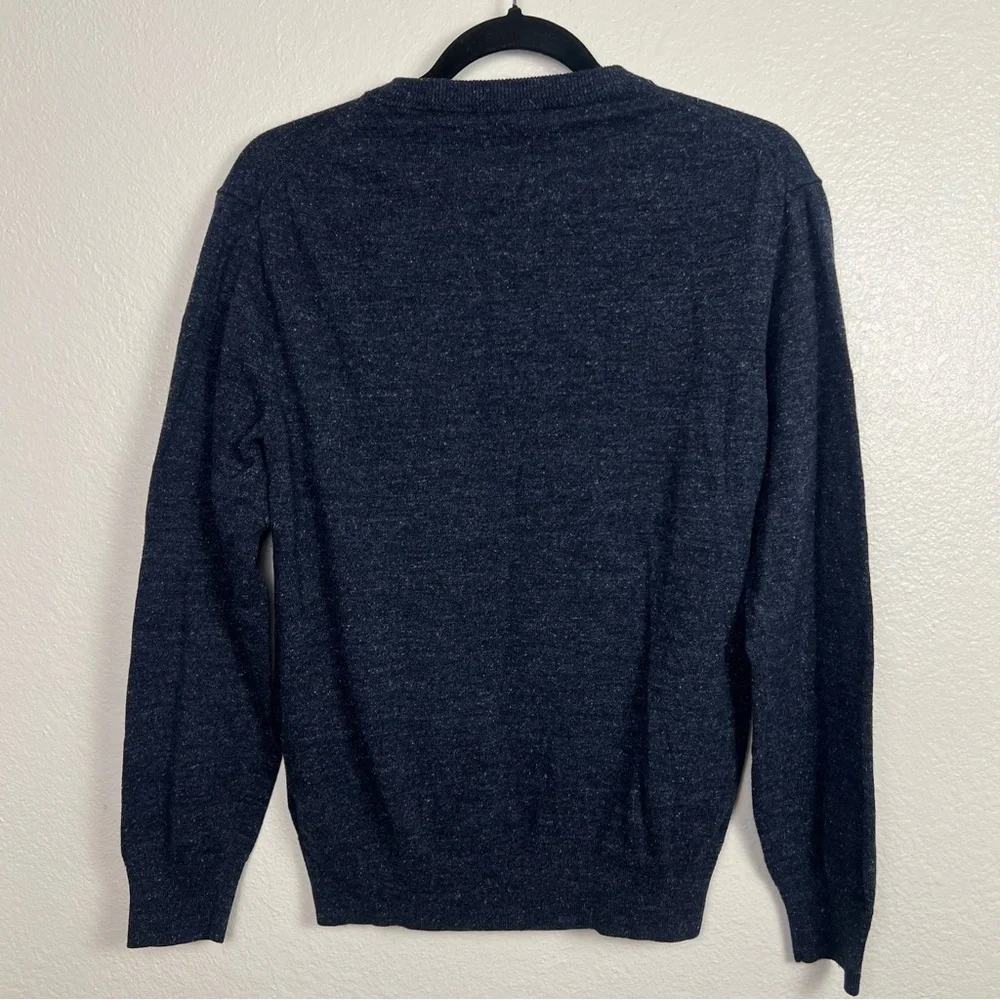 J.CREW Sweater Men’s M Cotton Silk Donegal Henley Pullover Blue‎ Flecked Preppy